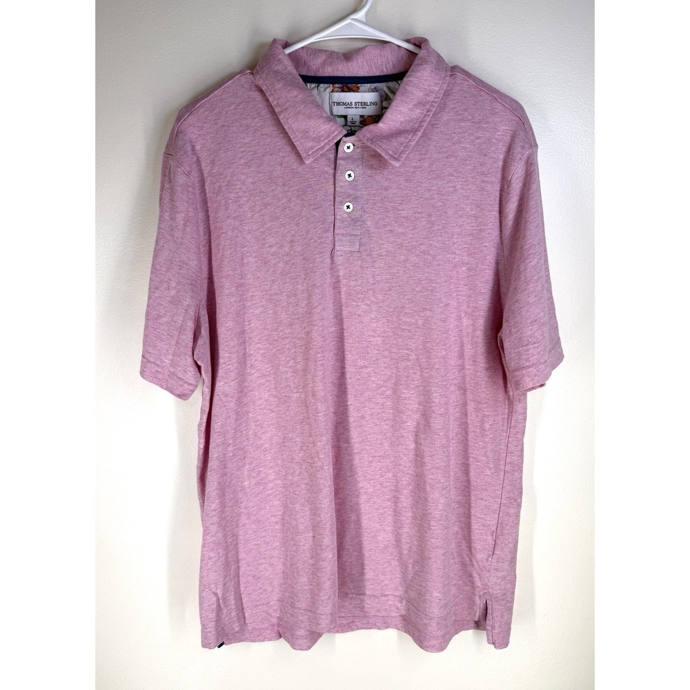 Thomas Sterling Polo Shirt Mens Large Pink Salmon Performance Golf Cotton Blend